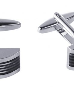 Alternative view of Polished Rhodium Plated Wedge Shape Great Cat’s Eye Cufflinks