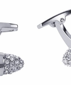 Alternative view of Rhodium Plated Oval Crystal Cufflinks