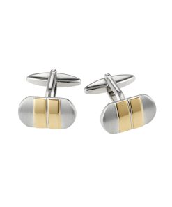 Alternative view of Brushed Rhodium & Gold Striped Cufflinks