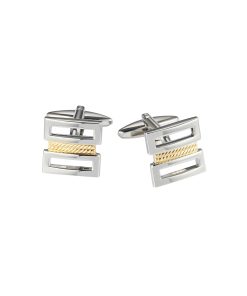 Alternative view of Rhodium & Gold Plated Cable Wire Cufflinks