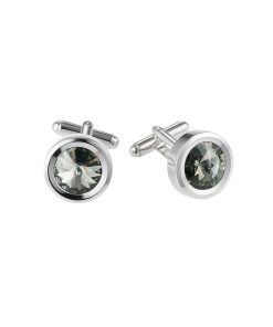 Rhodium plated /Smoke Topaz Crystal Cufflinks