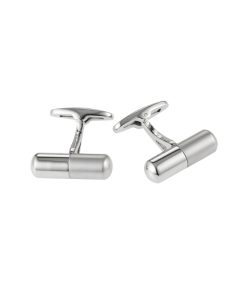 Rhodium plated Pill shape Cufflinks