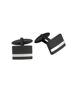 Alternative view of Stainless Steel &Ion Plated Matt Black Cufflinks