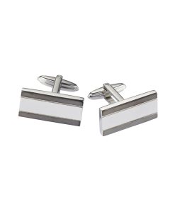 Brushed & Polished Stainless Steel Rectangle Cufflinks