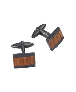 Alternative view of Ion Plated Antique Black Stainless Steel Cufflinks with Rusted Steel Inlay