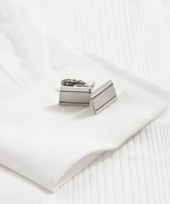 Alternative view of Brushed & Polished Stainless Steel Rectangle Cufflinks