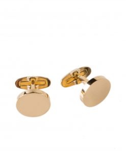 Alternative view of Ion Plated Brushed Yellow Gold Round Stainless Steel Cufflinks