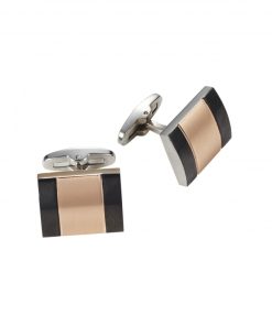 Alternative view of Ion Plated Polished Black & Brushed Rose Gold Cufflinks