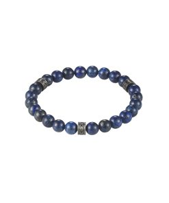 Alternative view of Antique Stainless Steel & Blue Lapis Lazuli Bead Bracelet