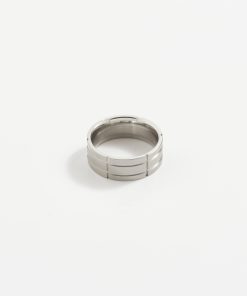 Alternative view of Brushed Stainless Steel Indented Grid Ring