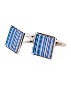 Alternative view of Pink Blue Striped Cufflinks