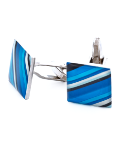 Alternative view of Blue Striped Square Cufflinks
