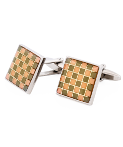 Alternative view of Grey & Pink Enamel Cufflinks