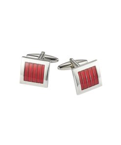 Rhodium Red Resin Cufflinks