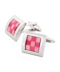 Alternative view of Pink Check Cat's Eye Cufflinks