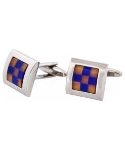 Alternative view of Orange Navy Check Cufflinks