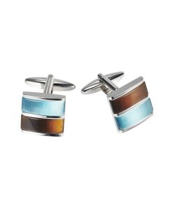 Aqua Brown Cat's Eye Cufflinks
