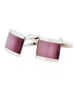 Alternative view of Rhodium Lilac Cat's Eye Cufflinks