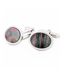 Alternative view of Rhodium Grey Mother Of Pearl Cufflinks