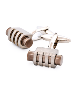 Alternative view of Brush Rhodium Gun Metal Cufflinks