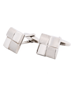 Alternative view of Rhod Brush Rhodium Cufflinks