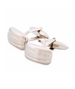 Alternative view of Rh Brush Rhodium Plated Cufflinks