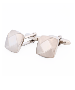 Alternative view of Rhod Brush Rhodium Cufflinks