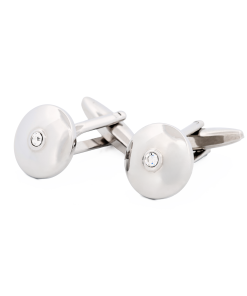 Alternative view of Rhodium Plated Crystal Cufflinks