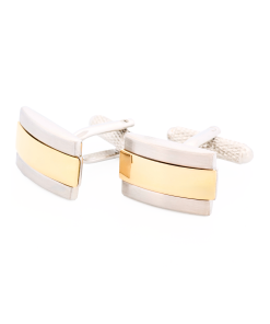 Alternative view of Brush Rhodium Gold Cufflinks
