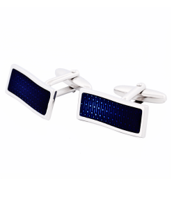 Alternative view of Rhodium Cufflinks Blue Enamel