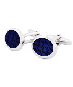 Alternative view of Rhodium Cufflinks Blue Resin