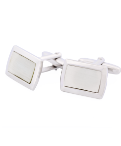 Alternative view of Rhodium Plated Mother Of Pearl Cufflinks