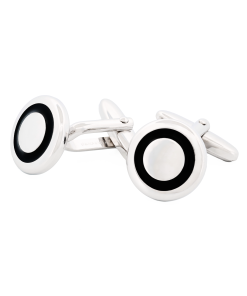 Alternative view of Rhodium Cufflinks Black Enemal