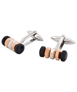Alternative view of Ion Plated Black Rose Gold Steel Cufflinks