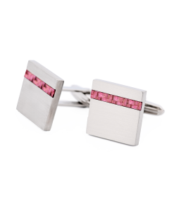 Alternative view of Stainless Steel Pink Fibreglass Cufflinks