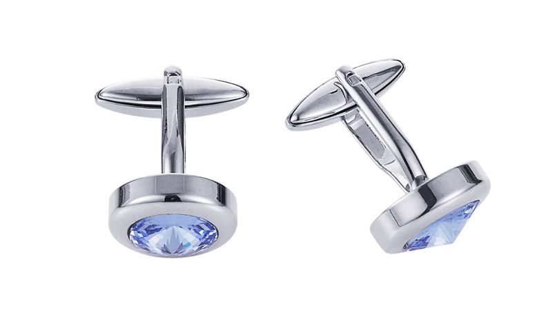 Rhodium Light Sapphire Crystal Cufflinks | Cudworth