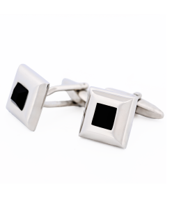 Alternative view of Square Jet Crystal Cufflinks