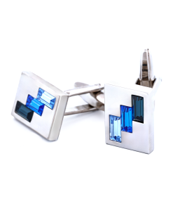 Alternative view of 3 Tone Blue Crystal Cufflinks