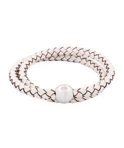 White Leather Double Bracelet