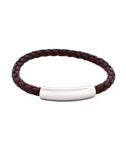 Brown Leather Platted Bracelet