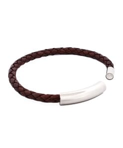 Alternative view of Brown Leather Platted Bracelet