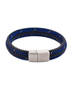 Black Blue Leather Bracelet