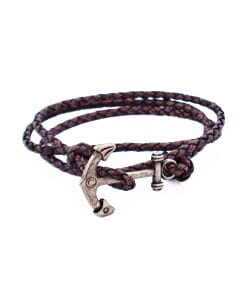Alternative view of Black Antique Leather Anchor Bracelet