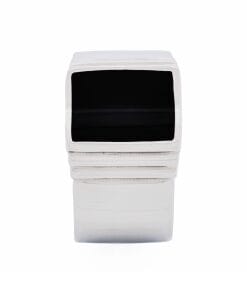 Alternative view of Polished Stainless Steel and Black Lacquer Signet Ring