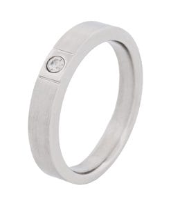 Alternative view of Thin Stainless Steel and Cubic Zirconia Ring