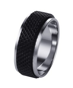 Alternative view of Polished Stainless Steel and Ion Plated Black Steel Spinning Mesh Centre Ring