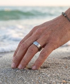 Alternative view of Thin Brushed Stainless Steel Band Ring