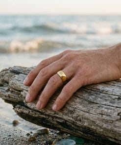 Alternative view of Polished Ion Plated 14k Gold Stainless Steel Ring