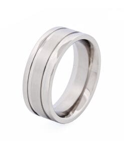 Polished Stainless Steel Ring with Brushed Centre Band