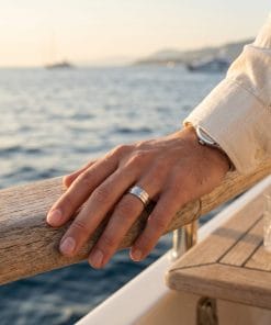 Alternative view of Polished Stainless Steel Ring with Brushed Centre Band